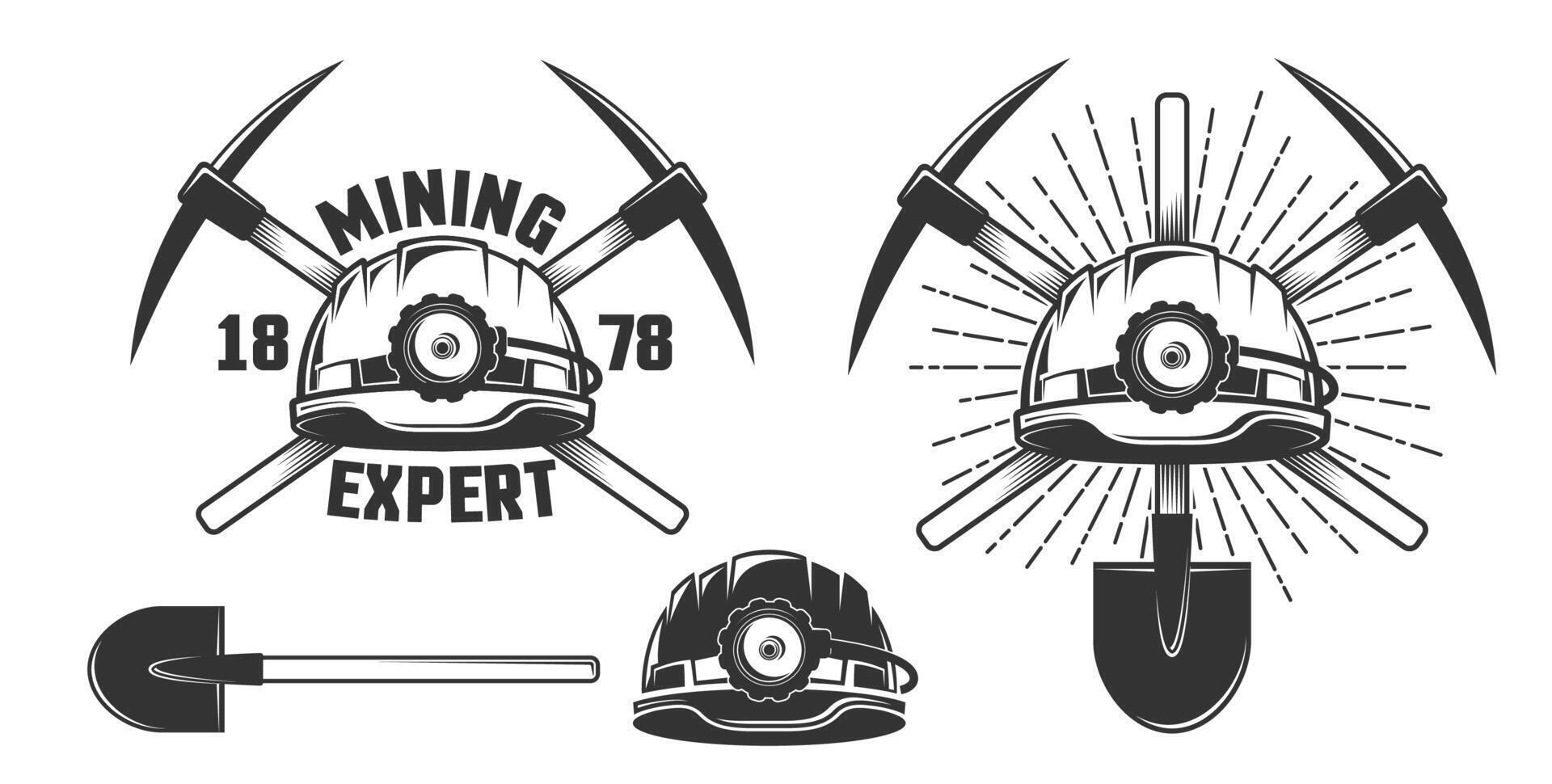 Mining vintage emblem vector