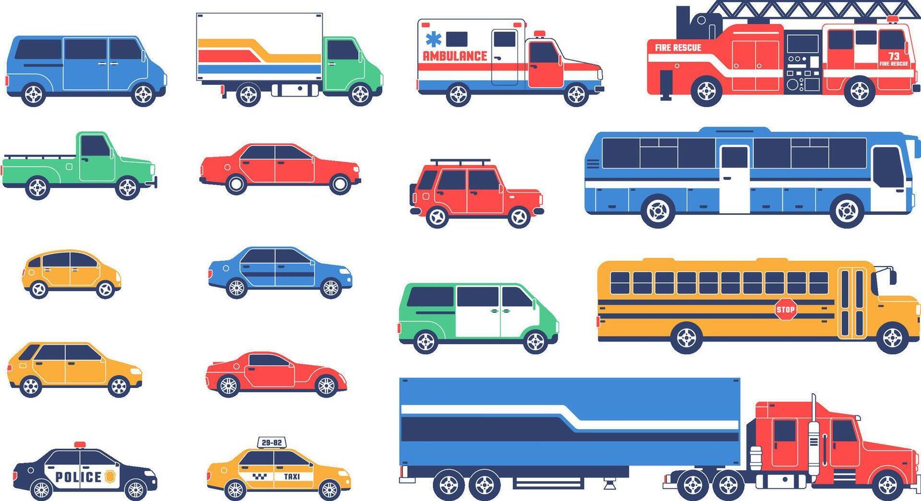 Large car set vector