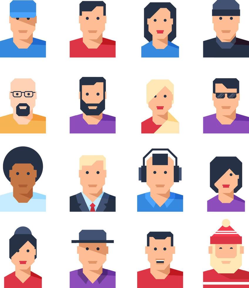 Set of flat avatars of people of men and women vector