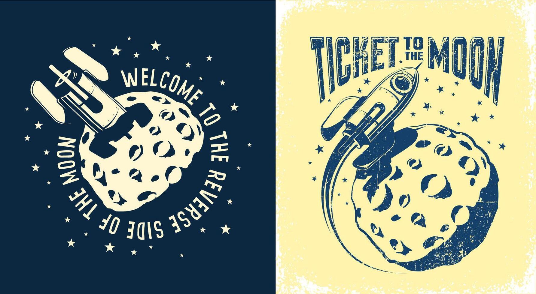 Space Rocket crashed into the moon vector