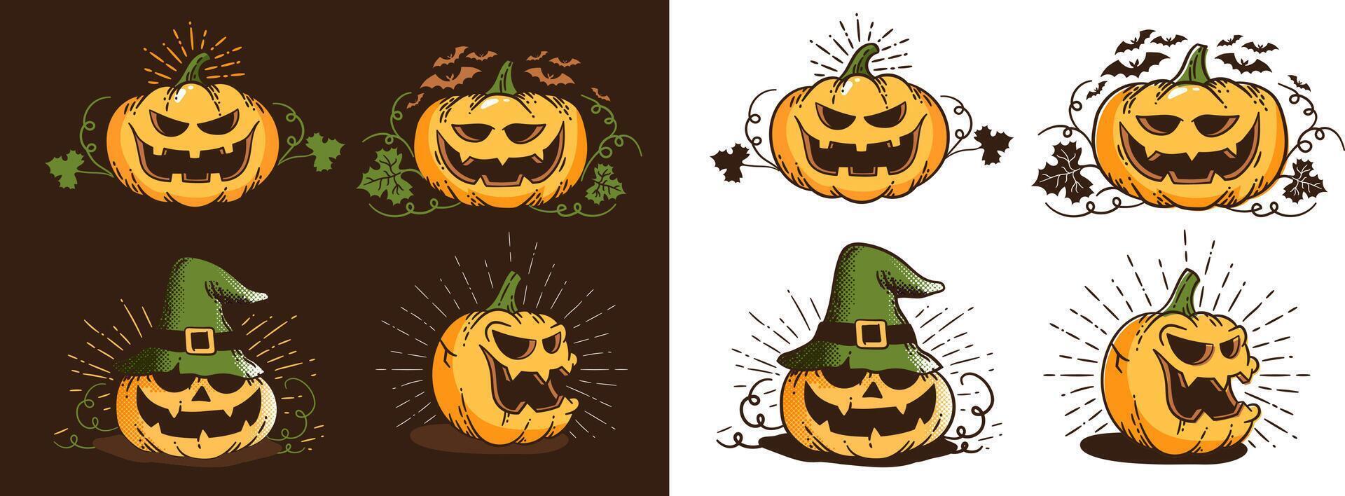 Clásico Víspera de Todos los Santos calabaza conjunto vector