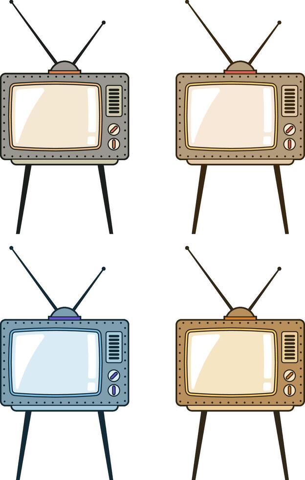 Retro TV with antennas vector