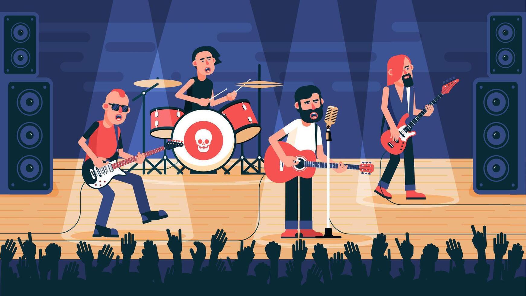 Rock band playing on stage vector