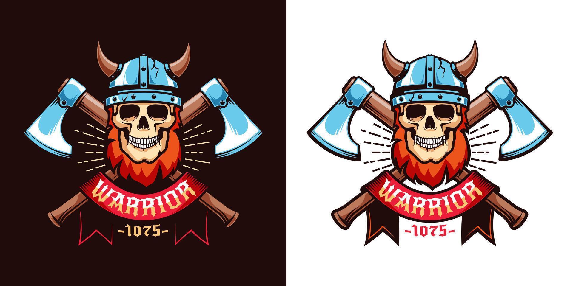 Viking skull logo template vector