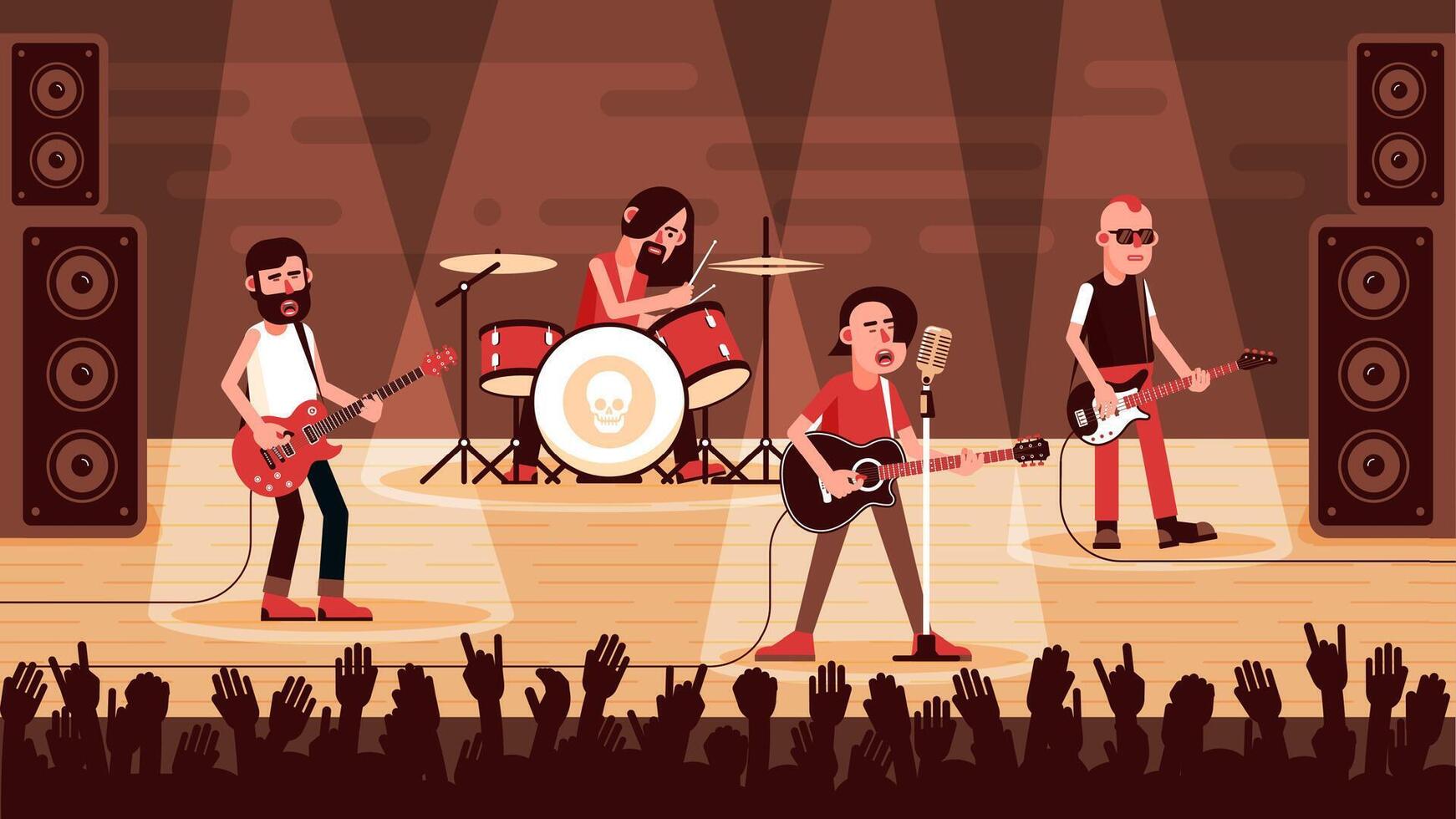 Rock band performs on stage vector