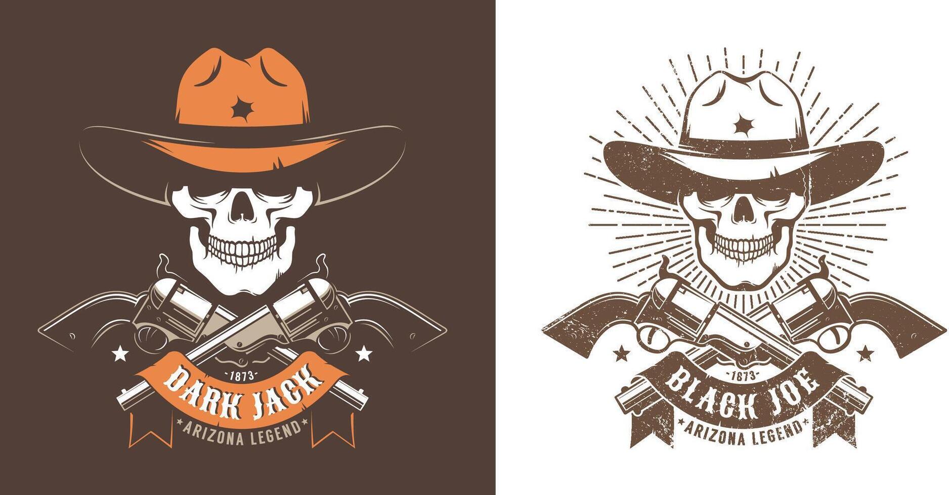 Cowboy skull with crossed guns vector