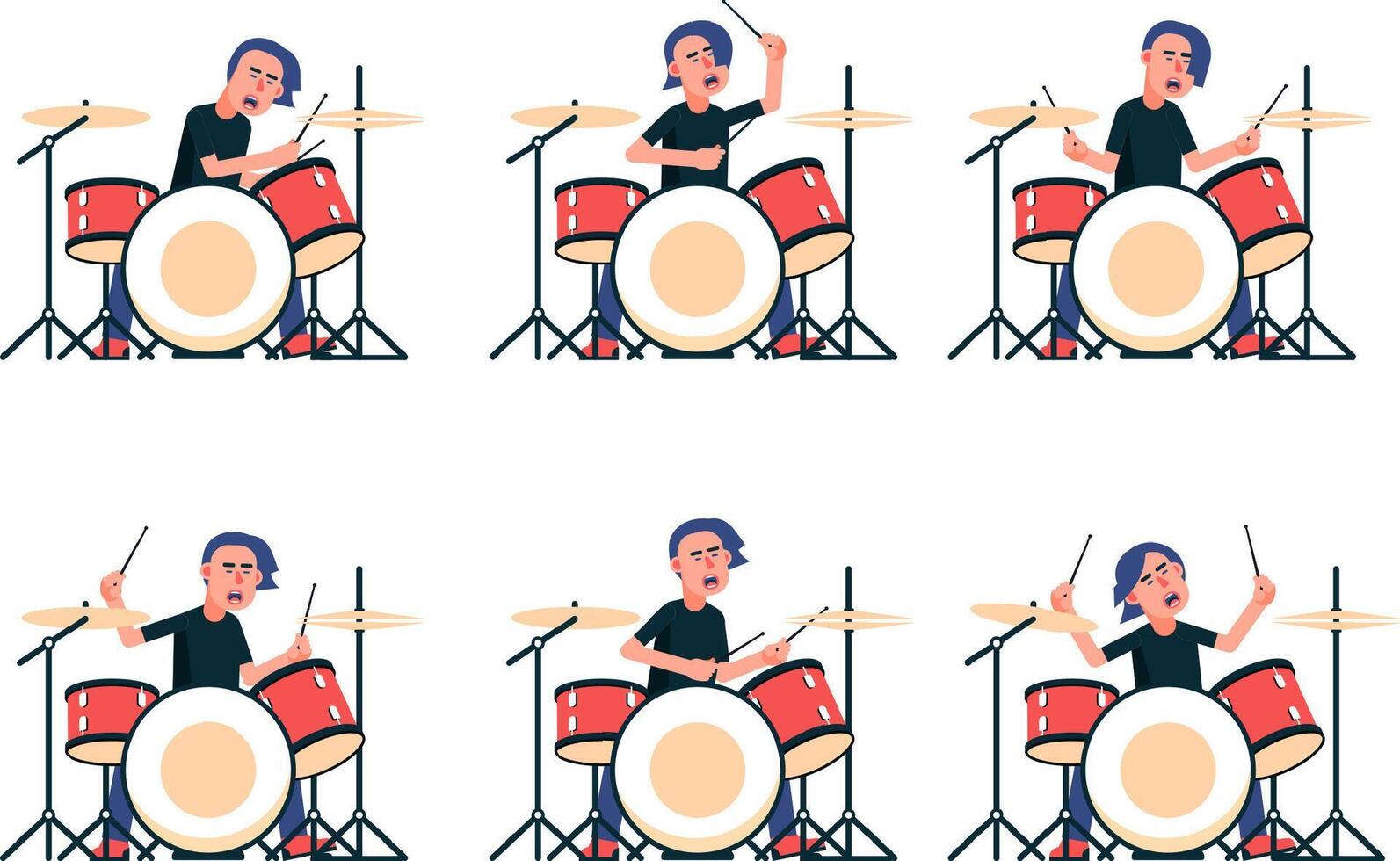 Rock band drummer plays the drum set vector