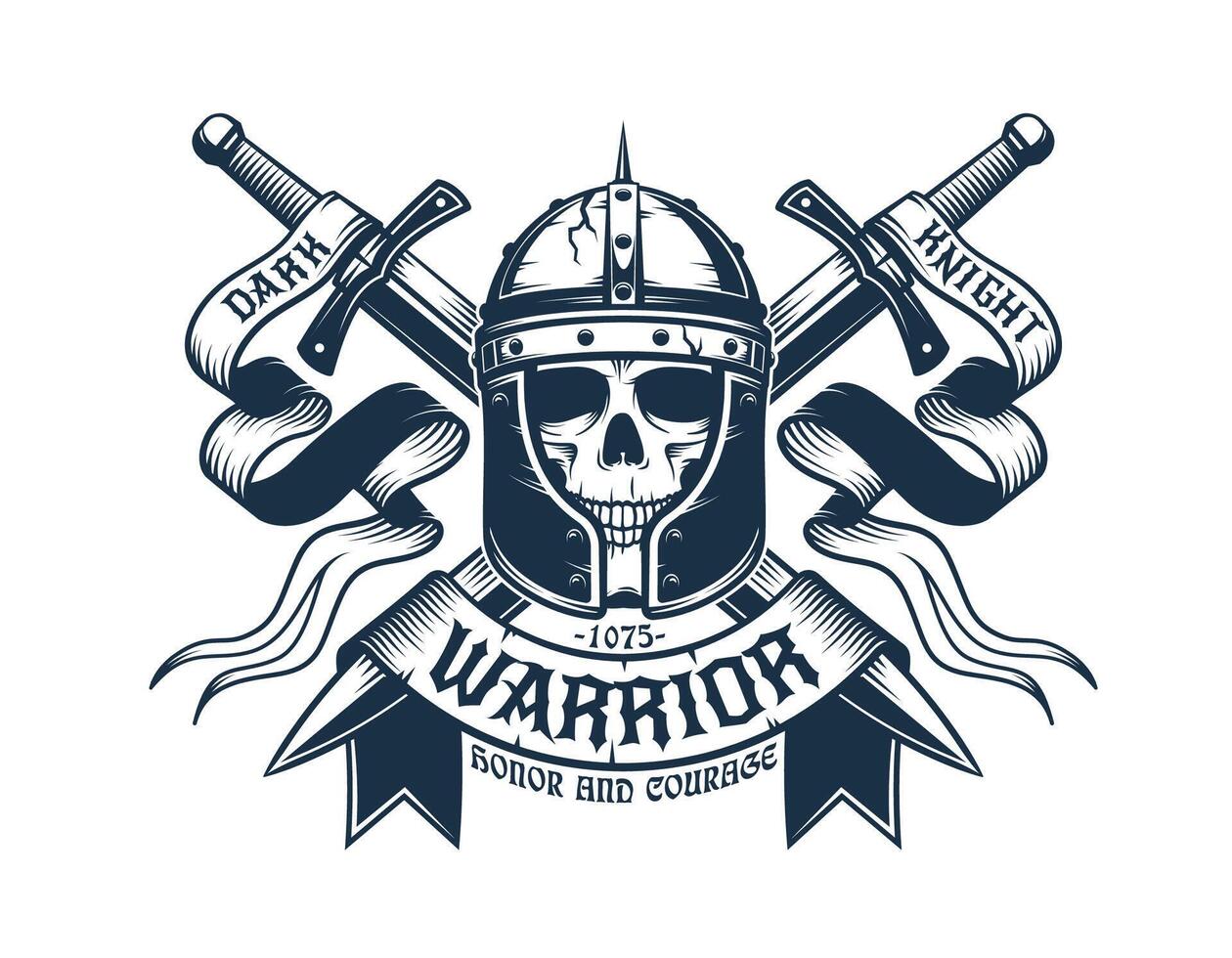 Skull warrior in helmet vector