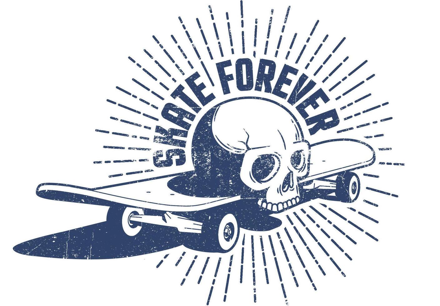 Skull and skateboard retro emblem. vector