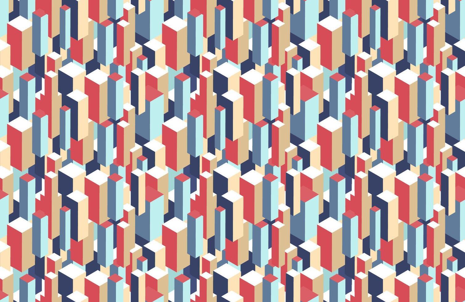 Geometric seamless pattern of 3d blocks vector