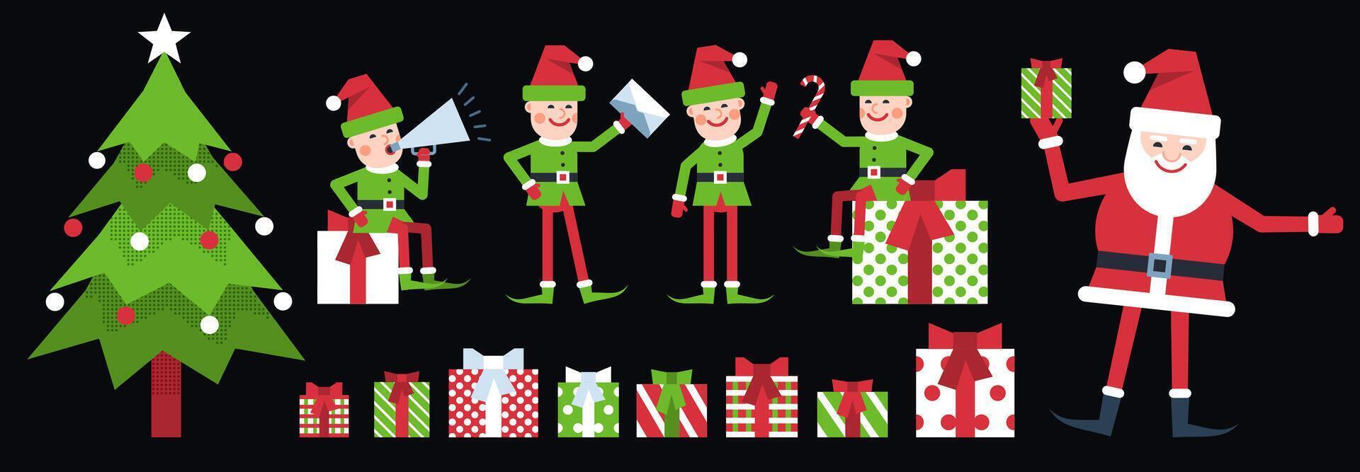 Christmas elf - Santa helper poses vector