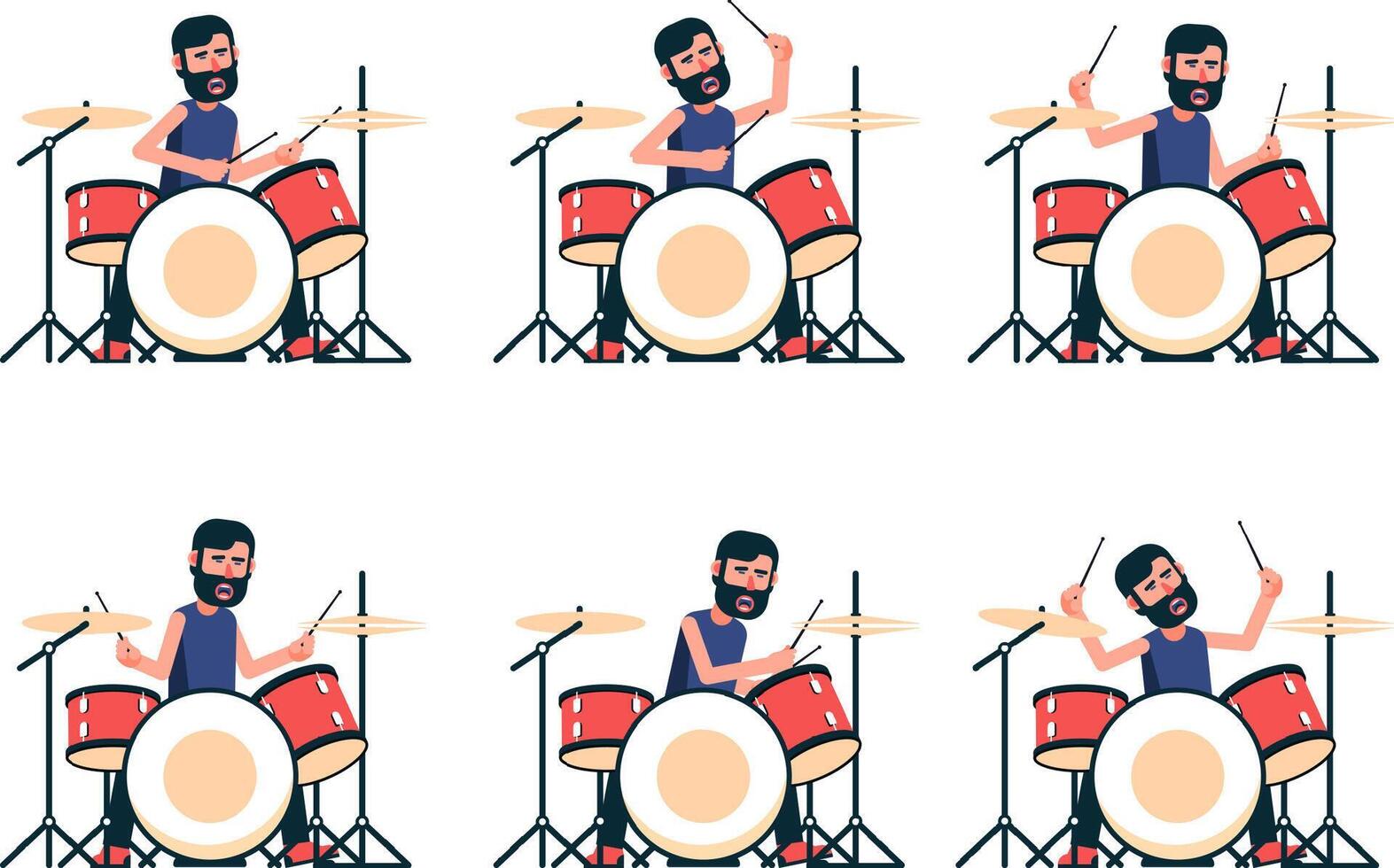 Drummer plays the drum set vector