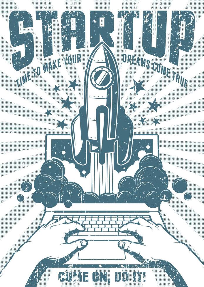 rocket flying out of a laptop vector