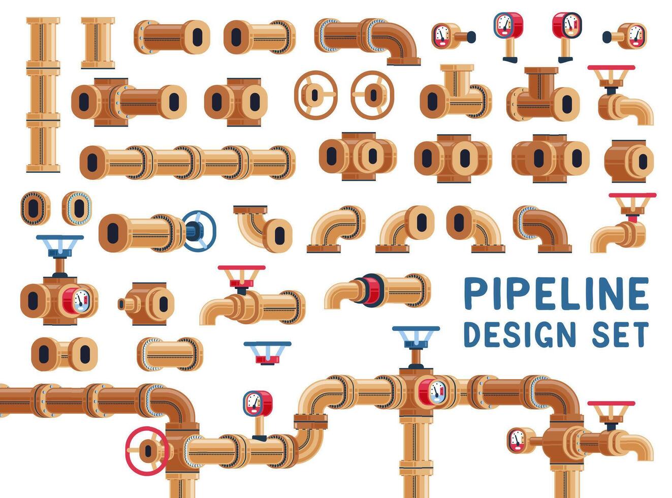 Set for pipeline design vector