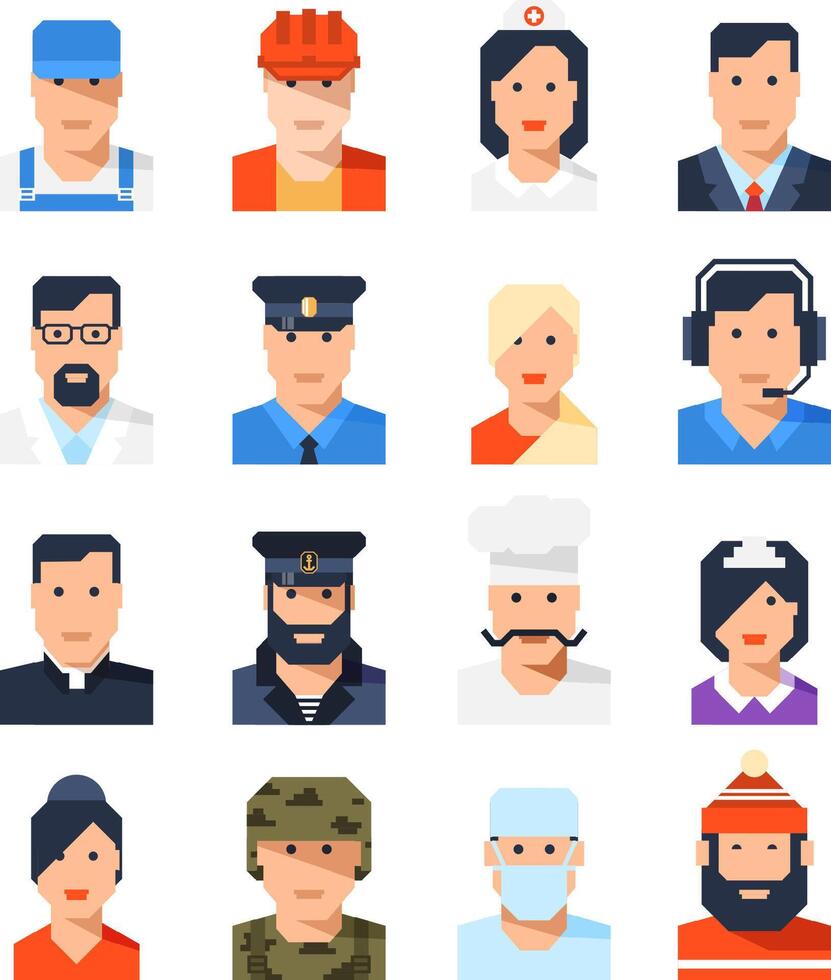 Flat avatars of the professions of men and women vector