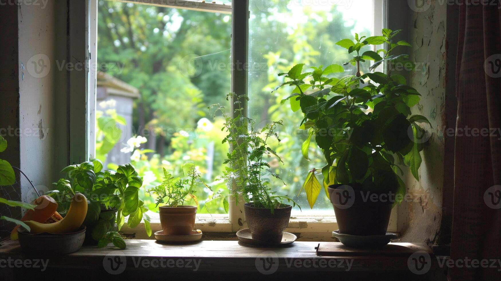 Highlight Plant Stand Amid Lush Greenery with Natural Light and Soft Shadows. . photo