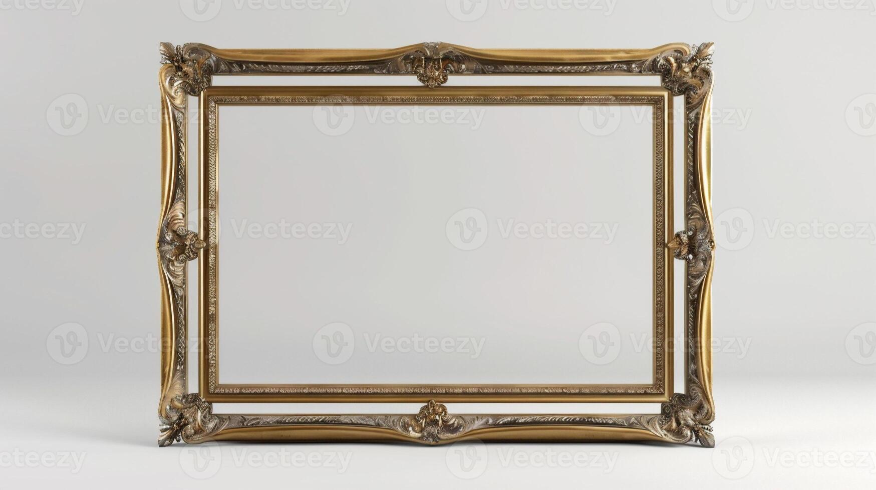 empty frame wood. white background. wall. photo