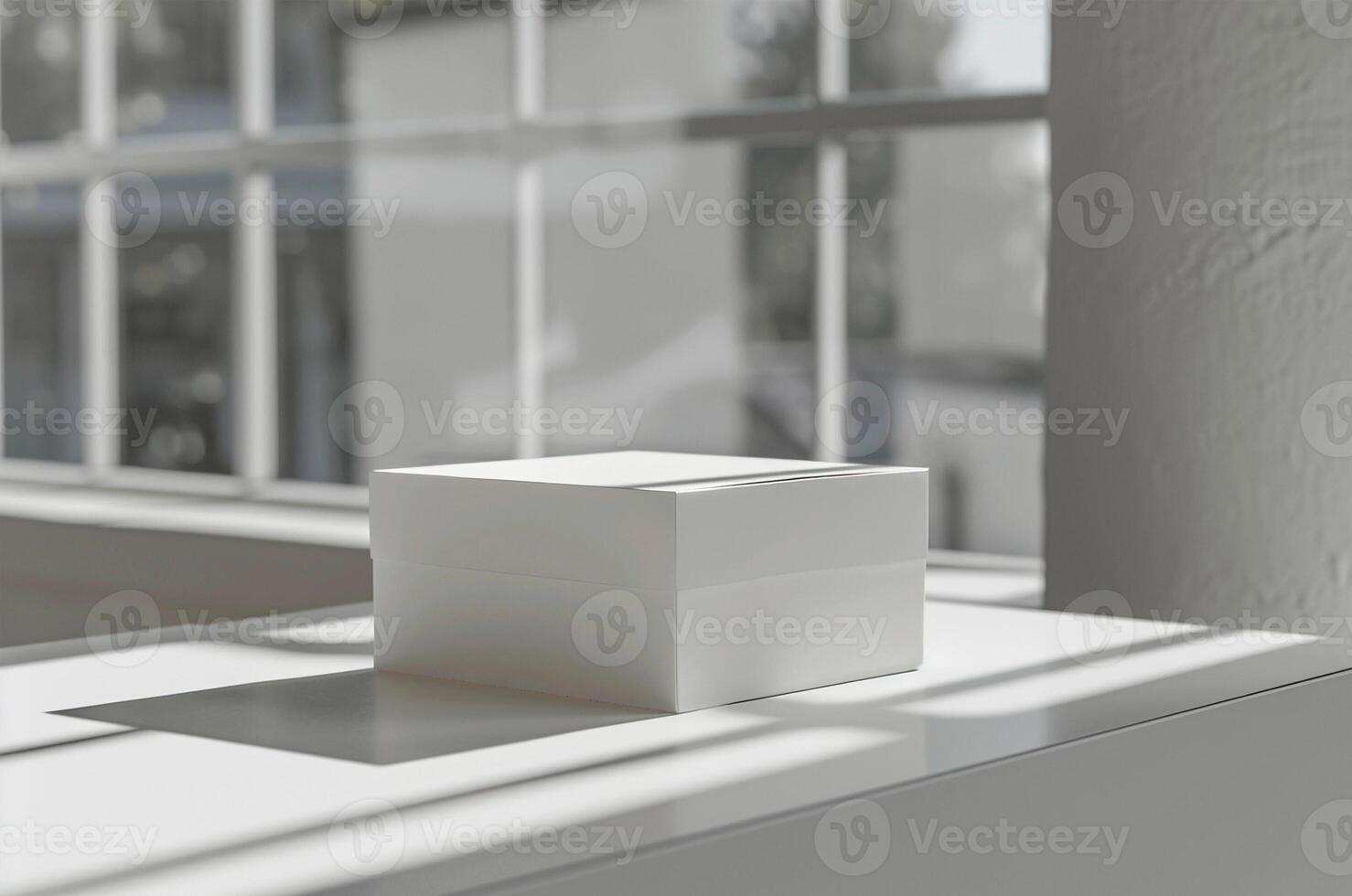 Mockup white box by the window photo