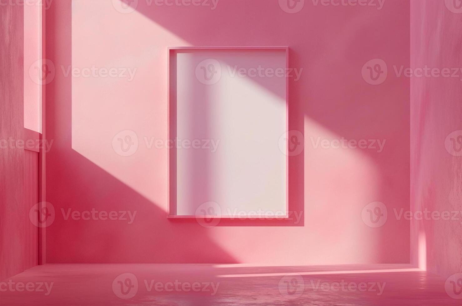 Mockup painting on pink wall, pink interior photo