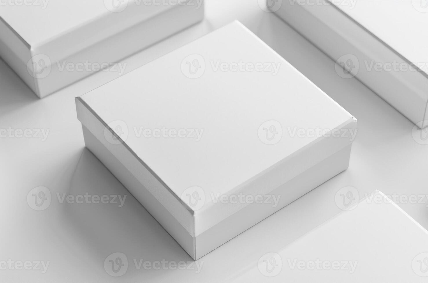 Mockup white boxes top view photo