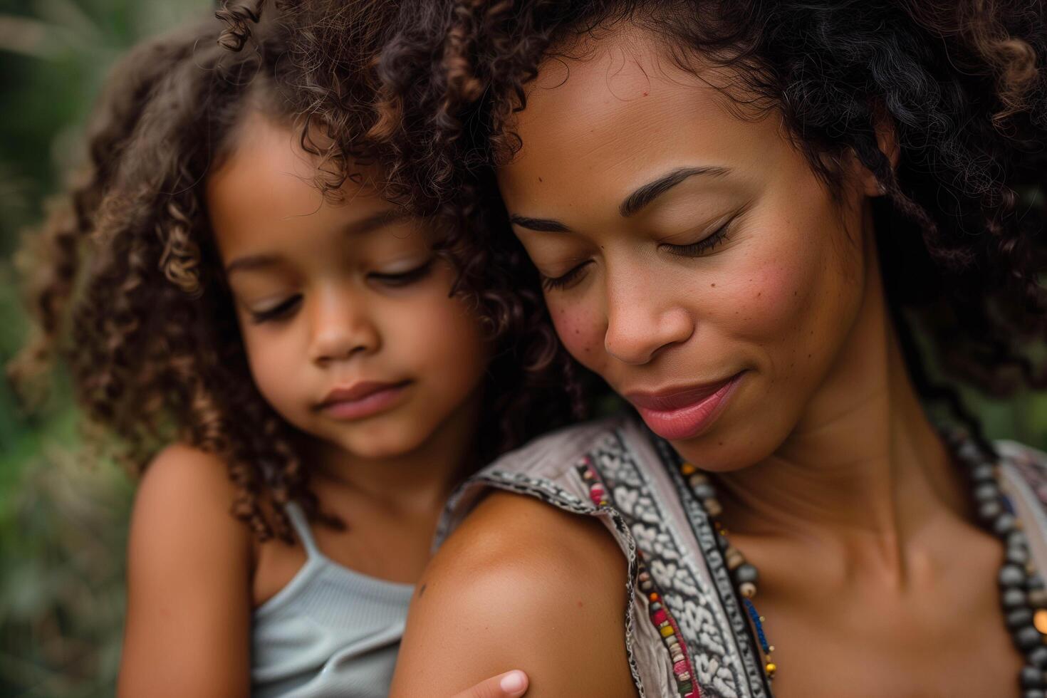 A woman and a little girl ,holding and playing with her daughter , Mother's day photo