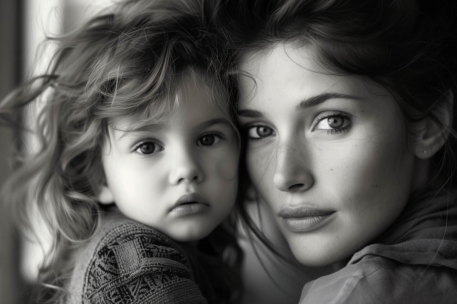 A woman and a little girl ,holding and playing with her daughter , Mother's day photo