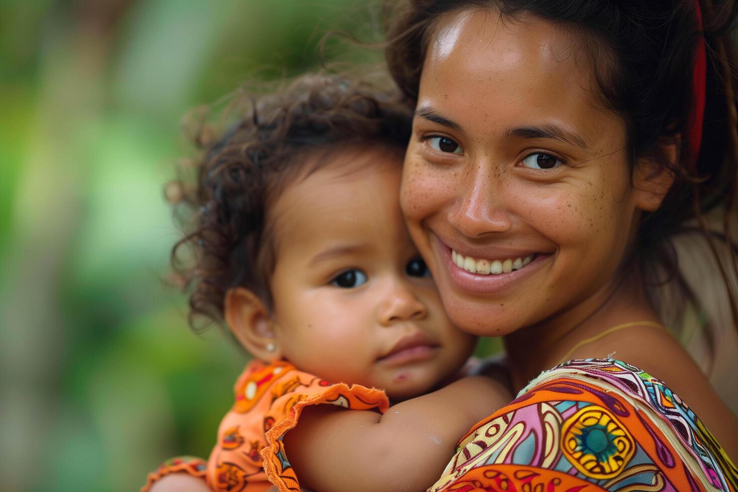 A woman and a little girl ,holding and playing with her daughter , Mother's day photo