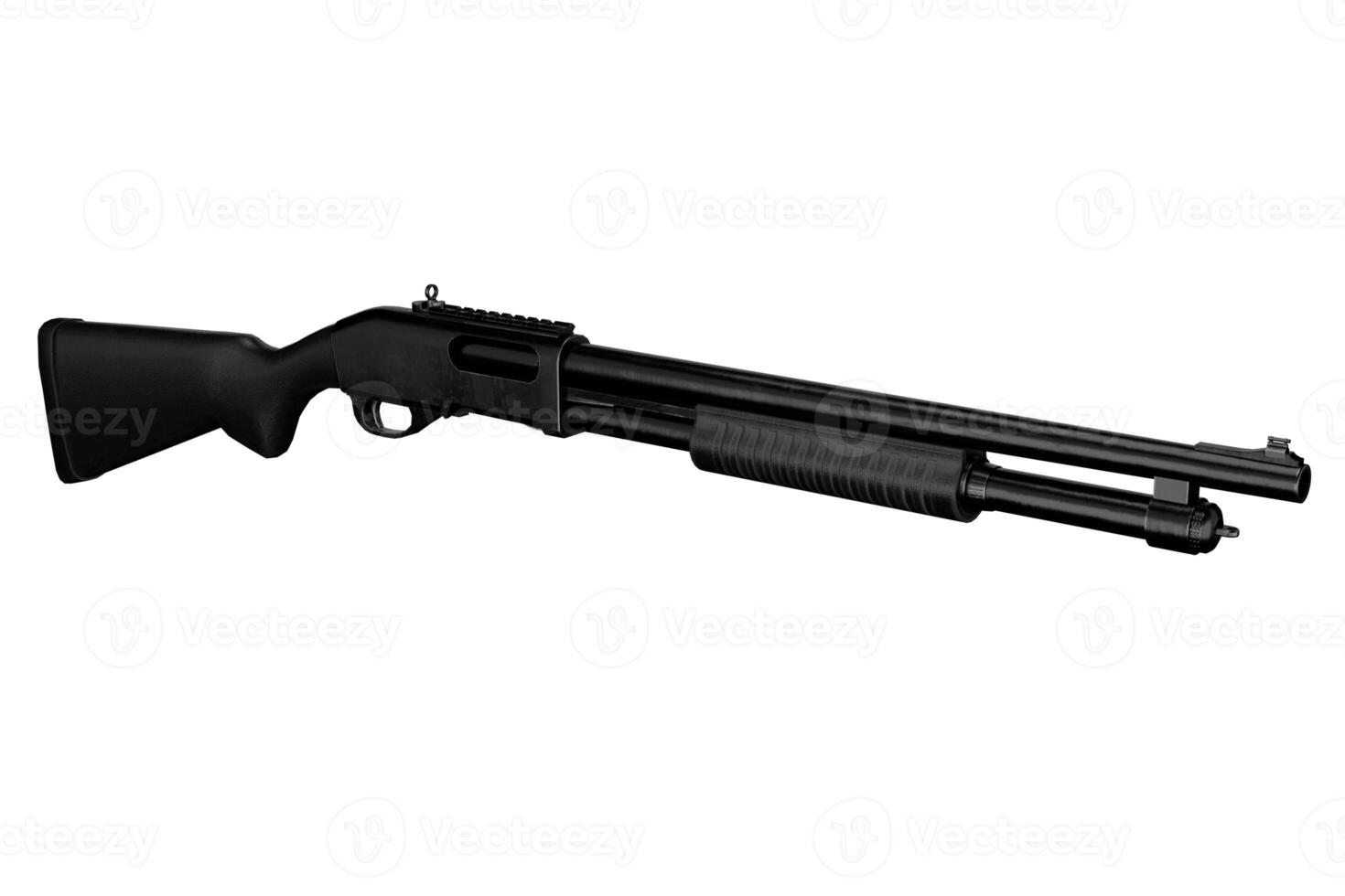 rapid action shotgun isolated on white background photo