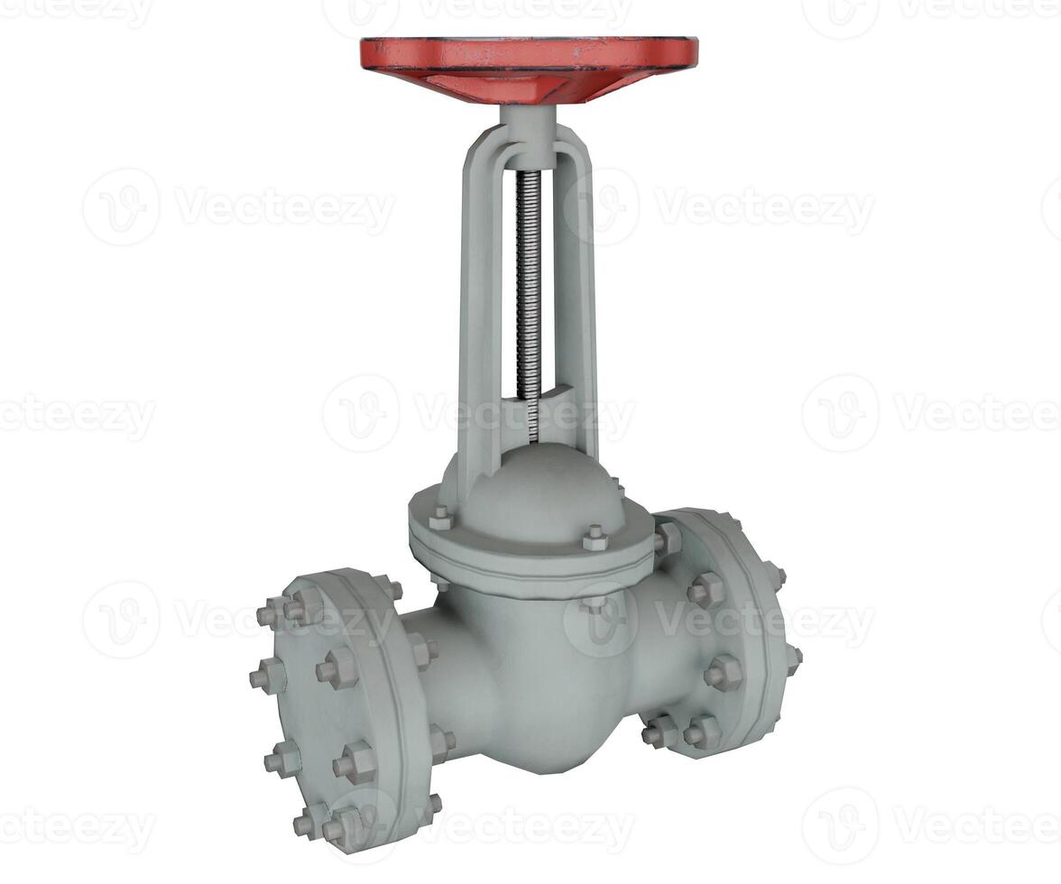 3d rendering metal pipe valve isolated on transparent background photo