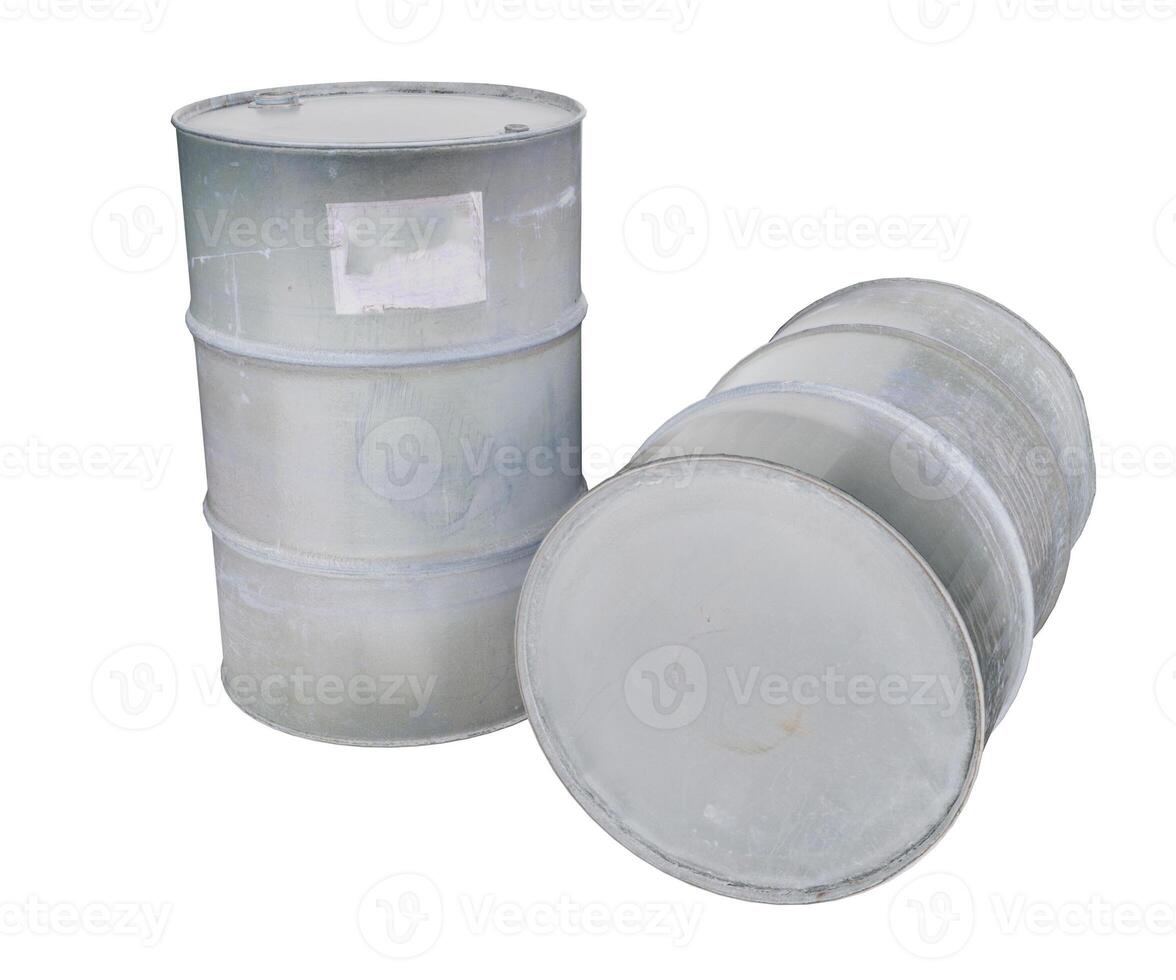 3d rendering white rustic drums, industrial storage concept photo