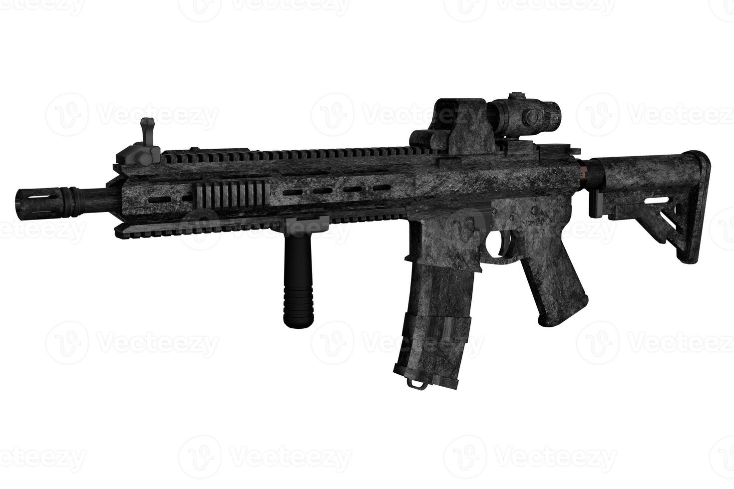 tactical assault rifle isolated on white background photo