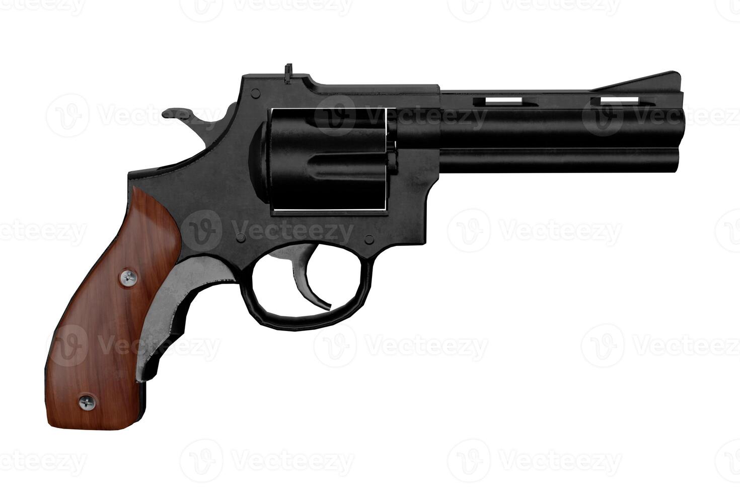 Revolver with wooden handle isolated on white background. photo