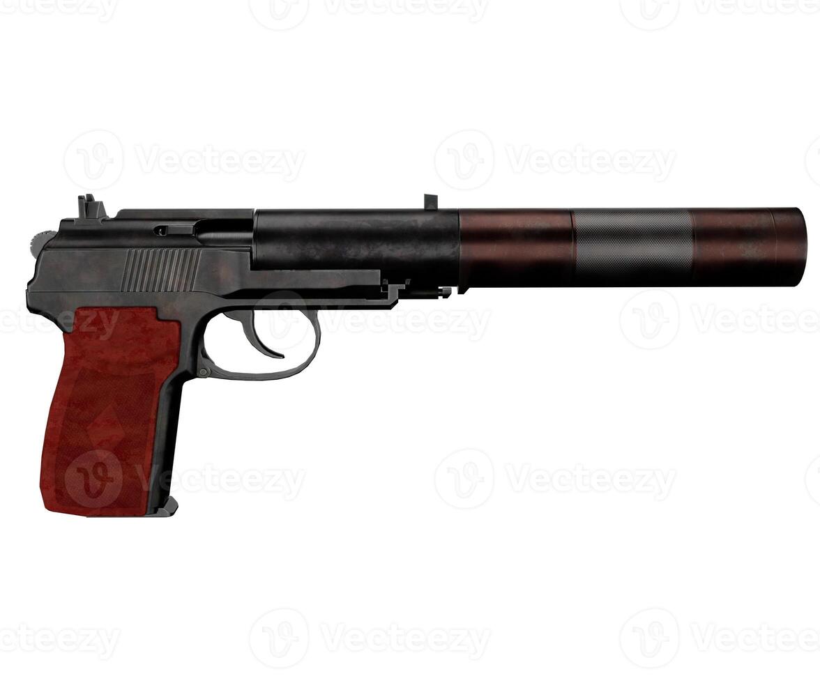 3d rendering pistol with silencer photo