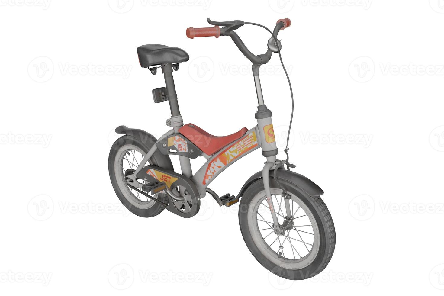 3d rendering children's bicycle isolated on white background, games concept photo
