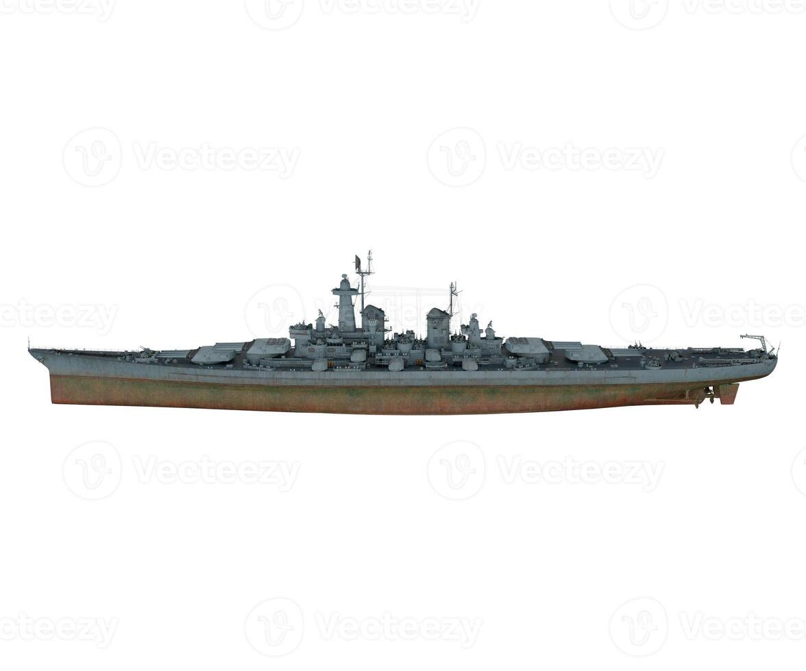 3d rendering military battleship ship isolated on transparent background photo