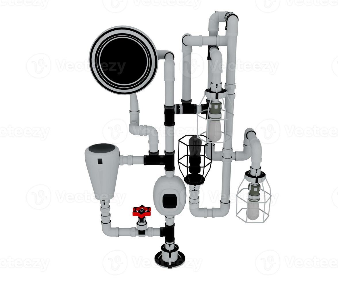 pipeline system with valve and pressure gauge isolated on transparent background photo