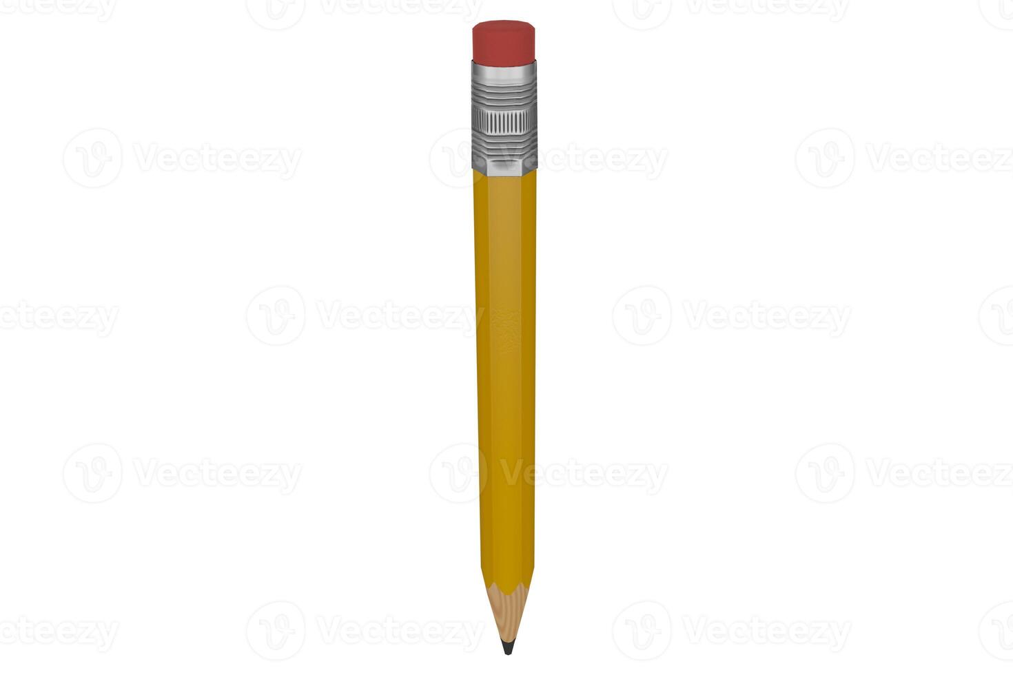 3d rendering yellow pencil with eraser photo