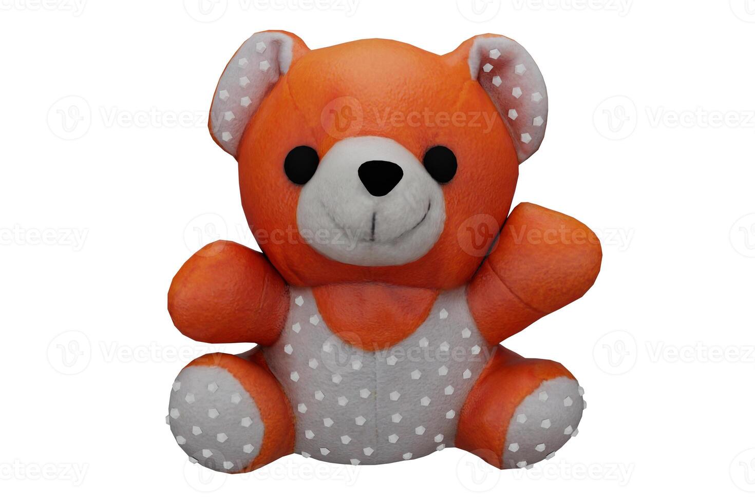 3d representación naranja osito de peluche oso, niños juguete concepto foto