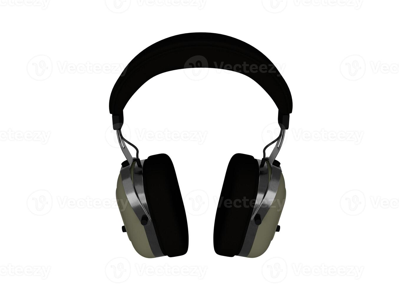 3d rendering retro headphones, old technology concept photo