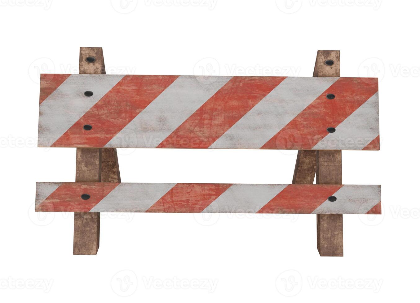 3d render of wooden road barricade photo