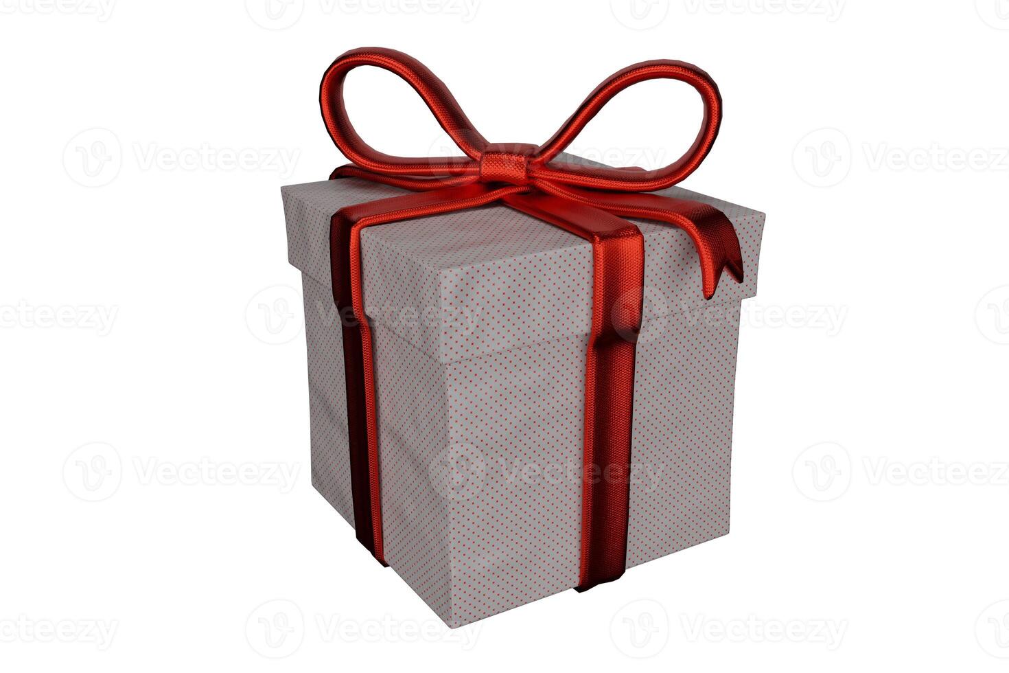 simple gift box with red bow isolated on white background photo