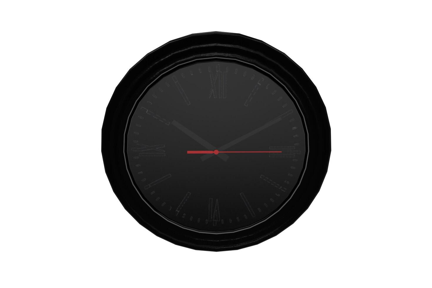 3d representación negro clásico circular pared reloj foto