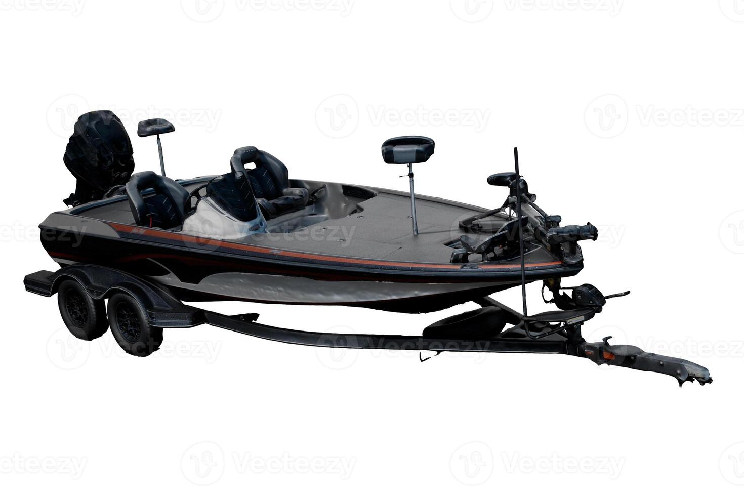 3d rendering boat with trailer with wheels for vehicle transportation photo