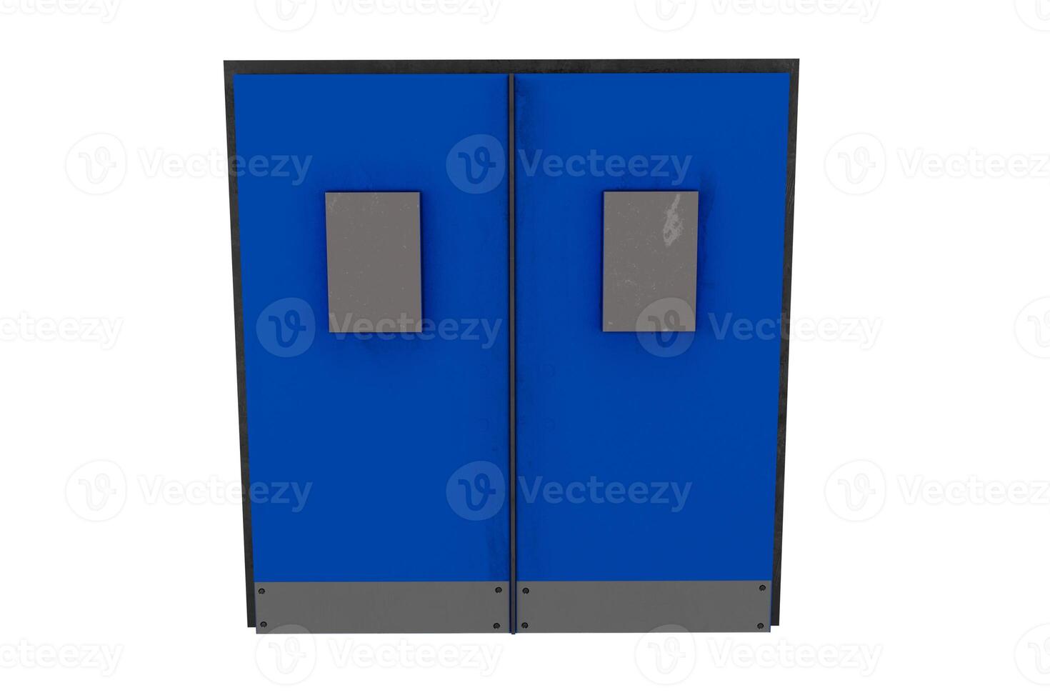 3d rendering metallic blue double leaf door photo