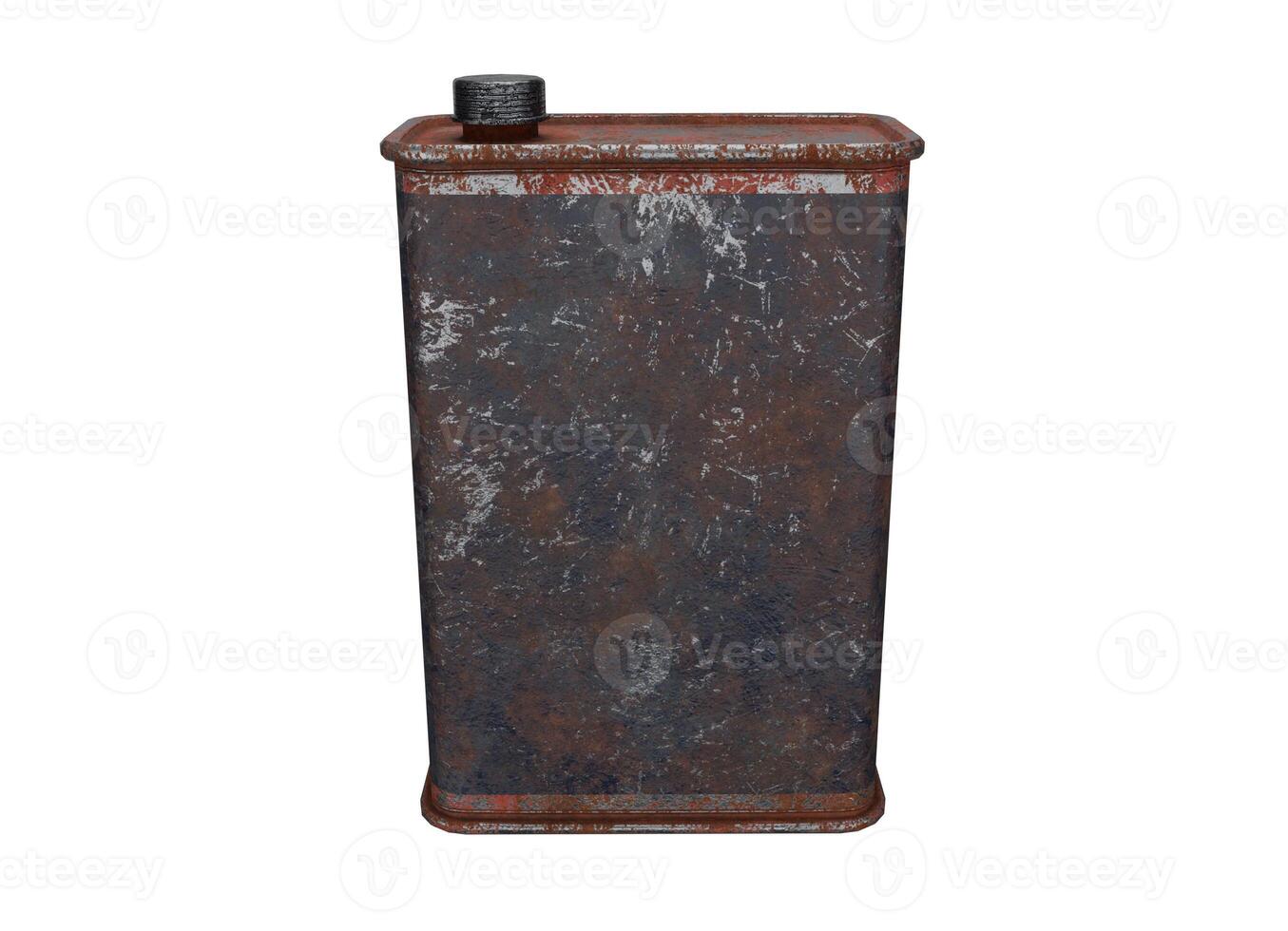 3d rendering rusty can of motor oil, automotive equipment concept photo