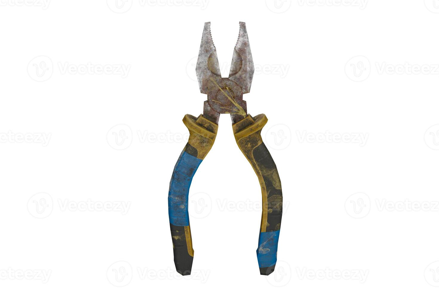 3d rendering rusty pliers, work tool concept photo