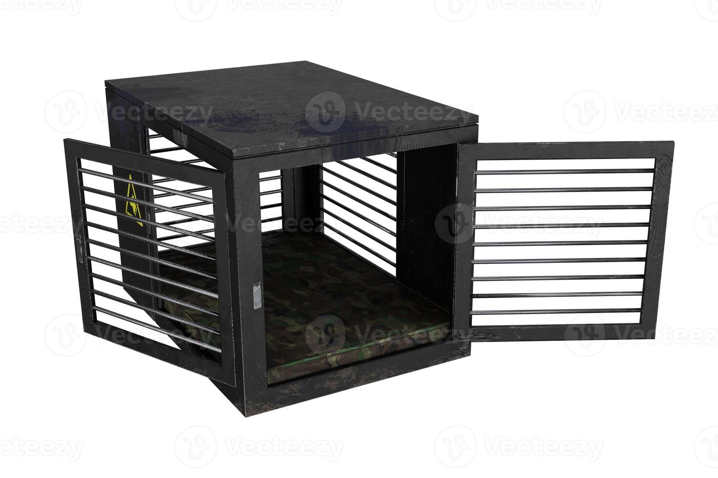 3d rendering black dog cage photo