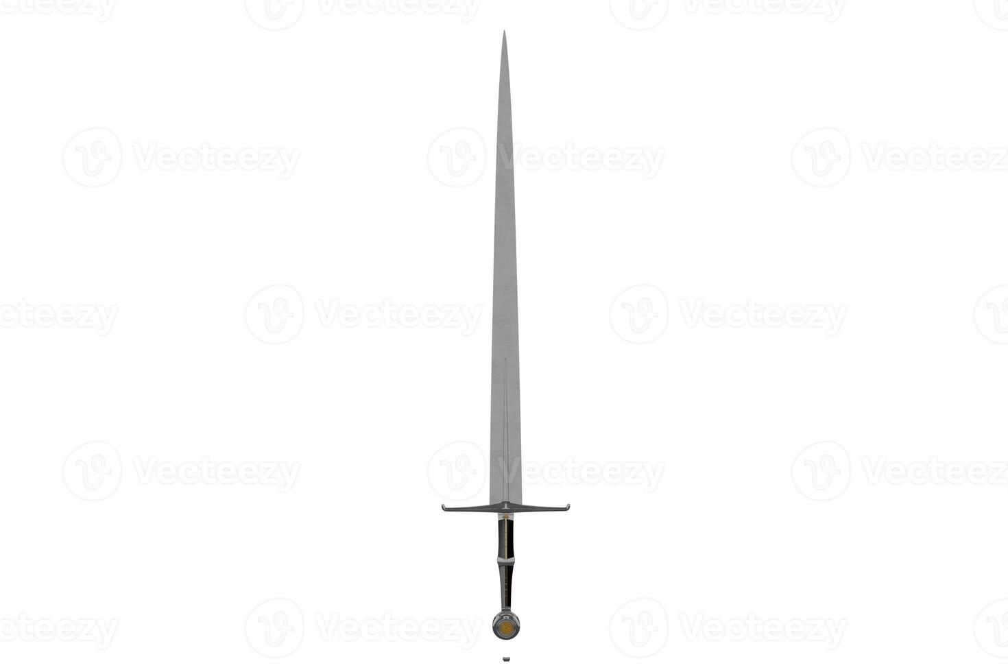 3d representación gótico espada aislado en blanco antecedentes foto