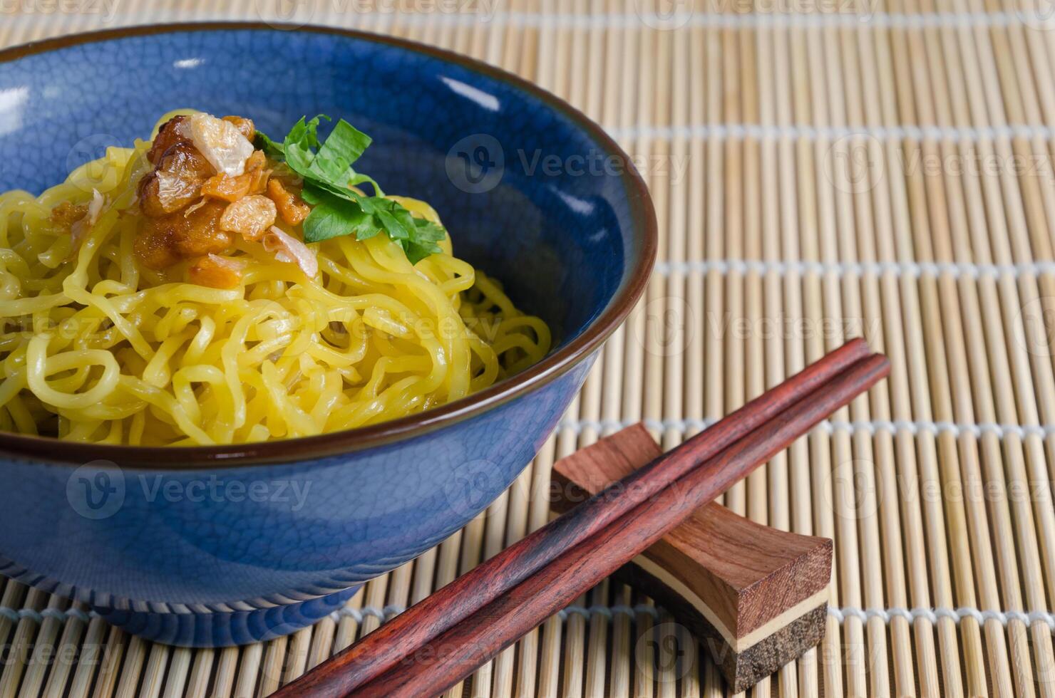 Egg Noodle in Ceramic Bowl for Chinese Food Recipe photo