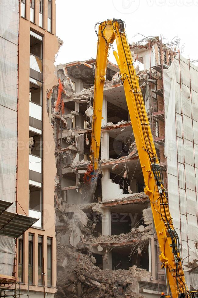 Demolition of a building for new construction. photo